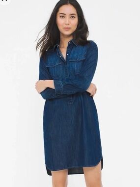 White House Black Market Dark Blue Denim Shirt Dress